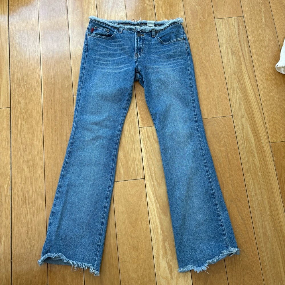 Vintage Y2K 90s low rise flared raw waist jeans size 3/4